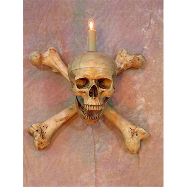 Perfectpretend Wall Sconce Skull-Bone  Life-Size Skull on Femur Crossbones PE1413063